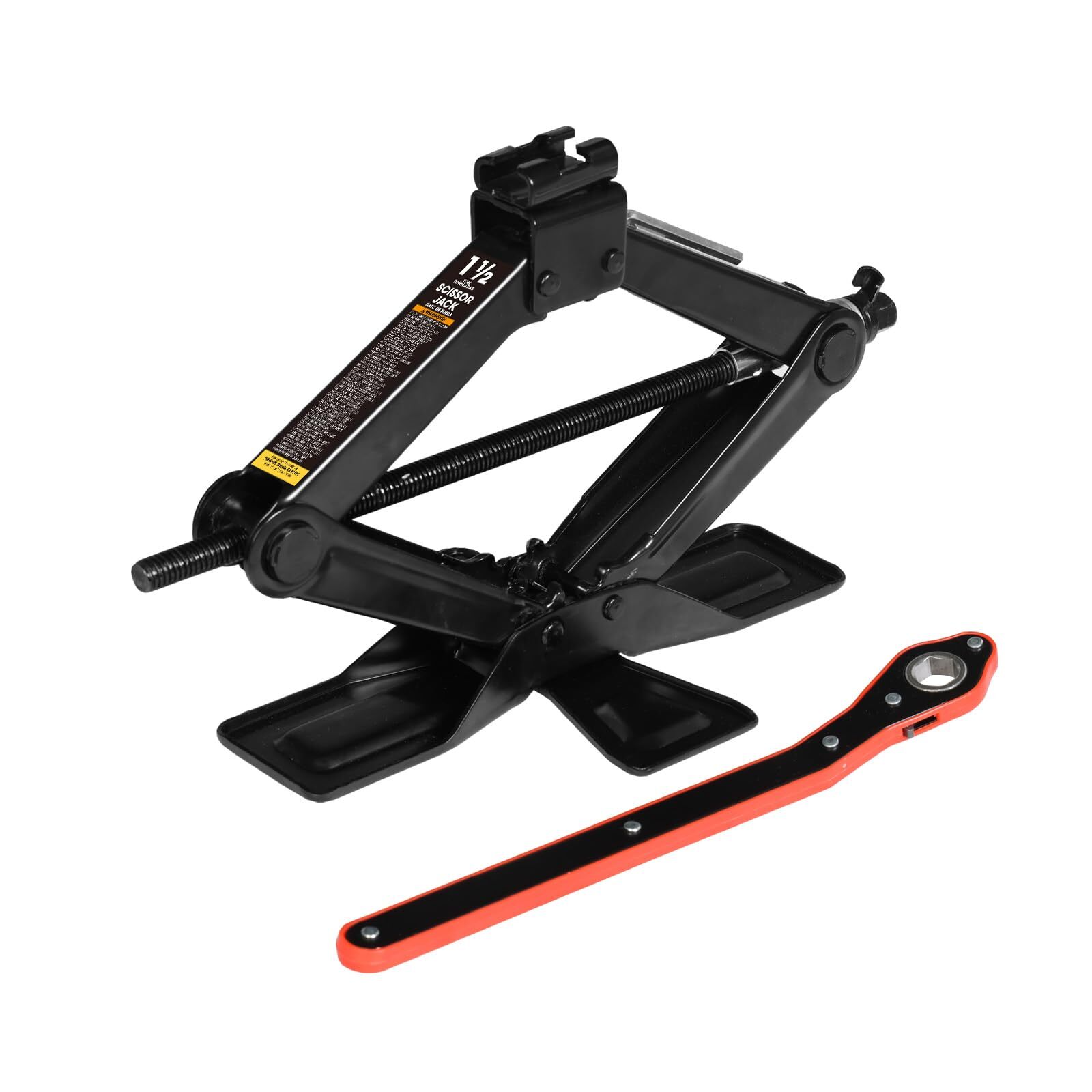BIG RED Torin Wide Base Cross Car Scissor Jack, 1.5 Ton (3,000 lbs) , Black