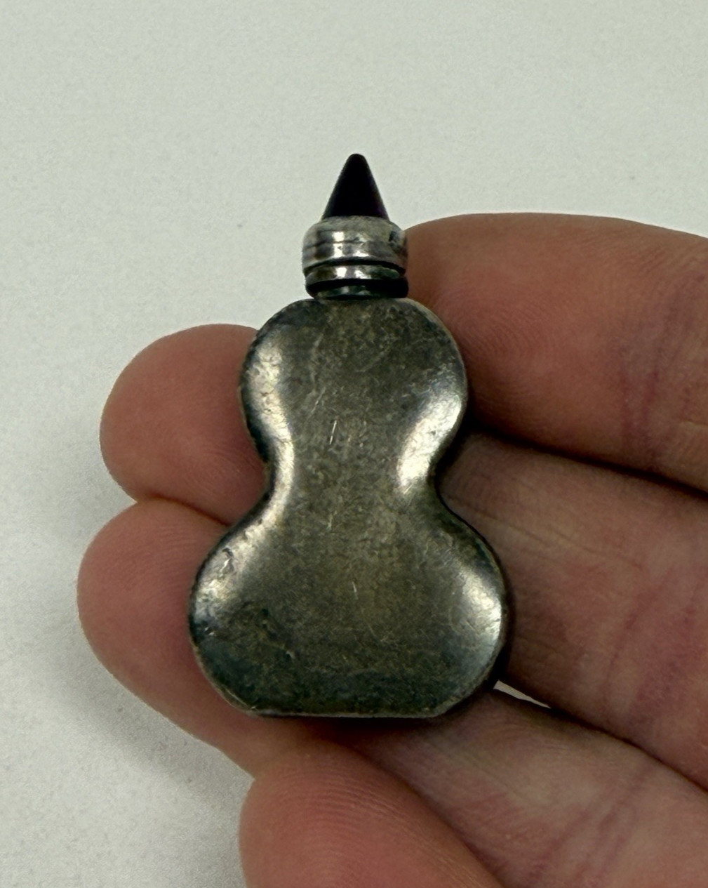 Vintage Sterling Silver 925 Mexican Snuff Perfume Bottle Amber Stone