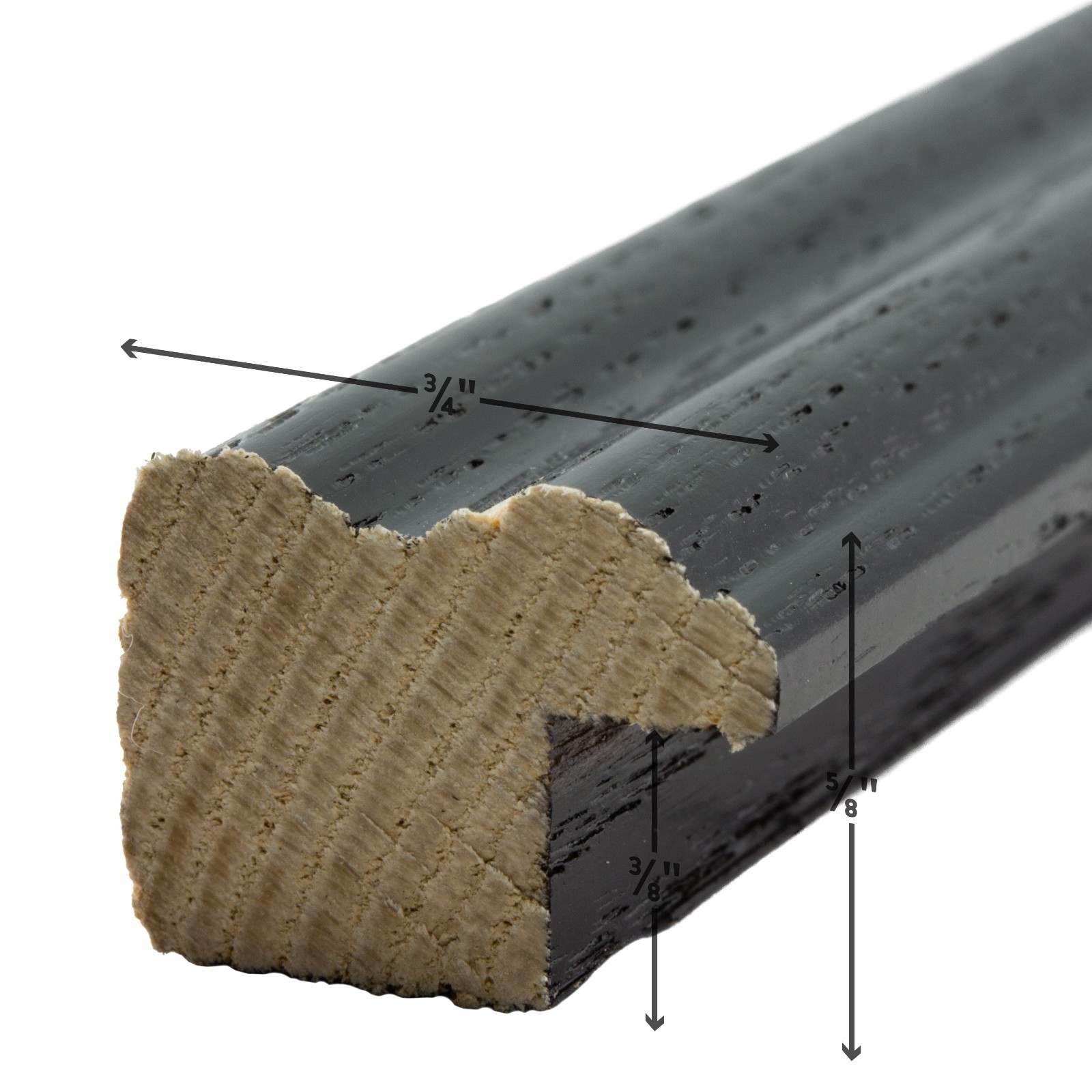 .75" Traditional Gloss Black Wood Picture Frames & Poster Frames, Common Sizes