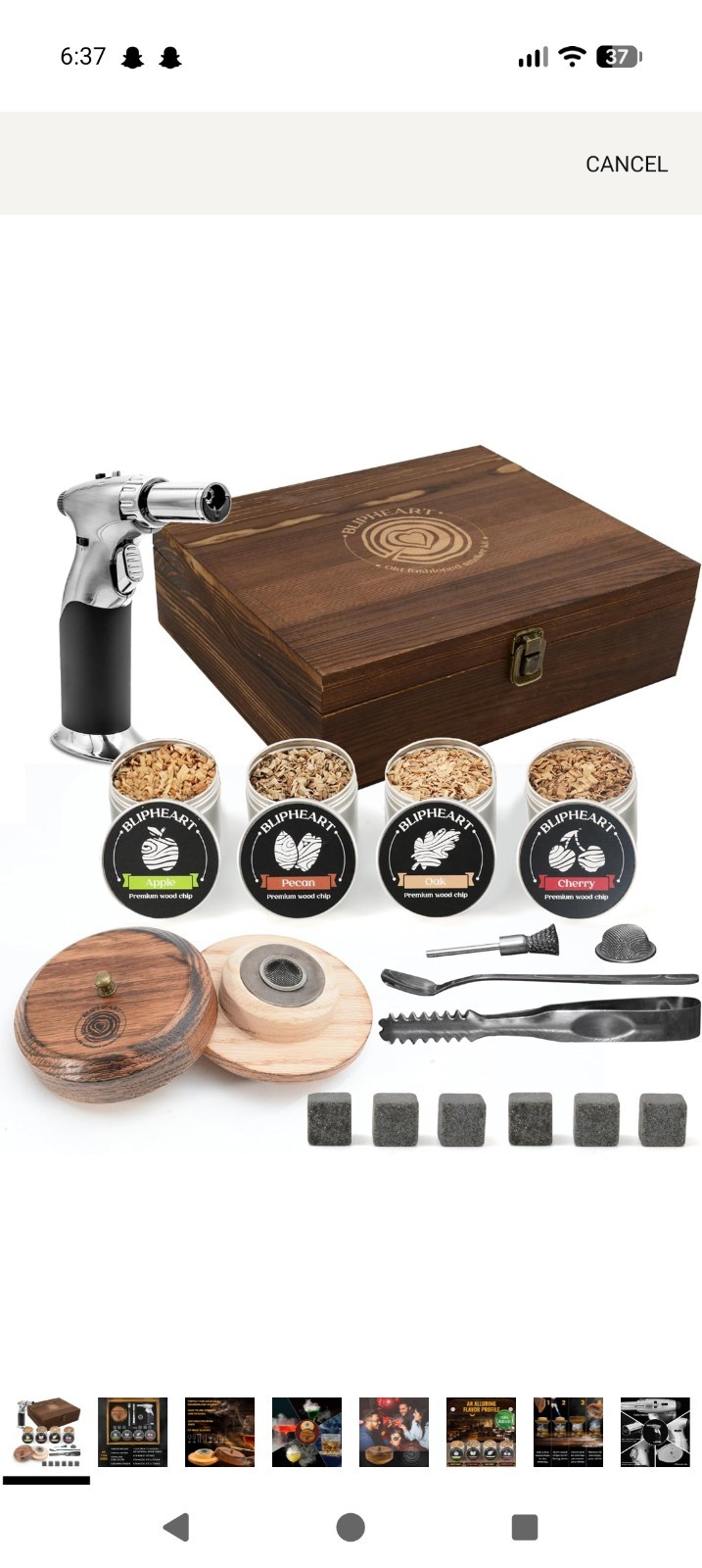Cocktail Smoker Kit with Torch - 19-Piece Whiskey - Bourbon Smoking Set, 4 Wo...