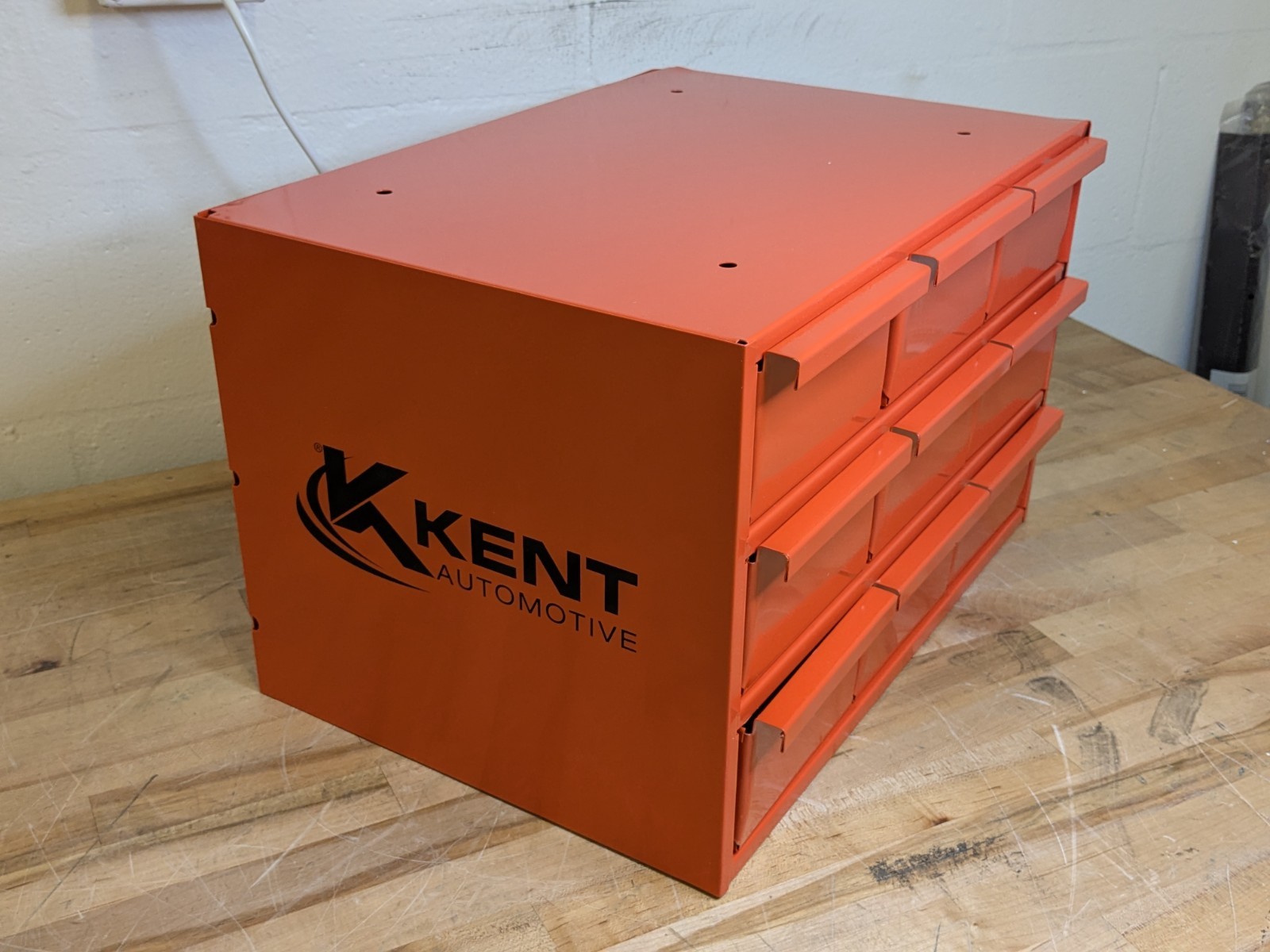 Kent Bin Storage Cabinet 9 Drawer 17" W x 11" D x 10" H Steel Orange KA9
