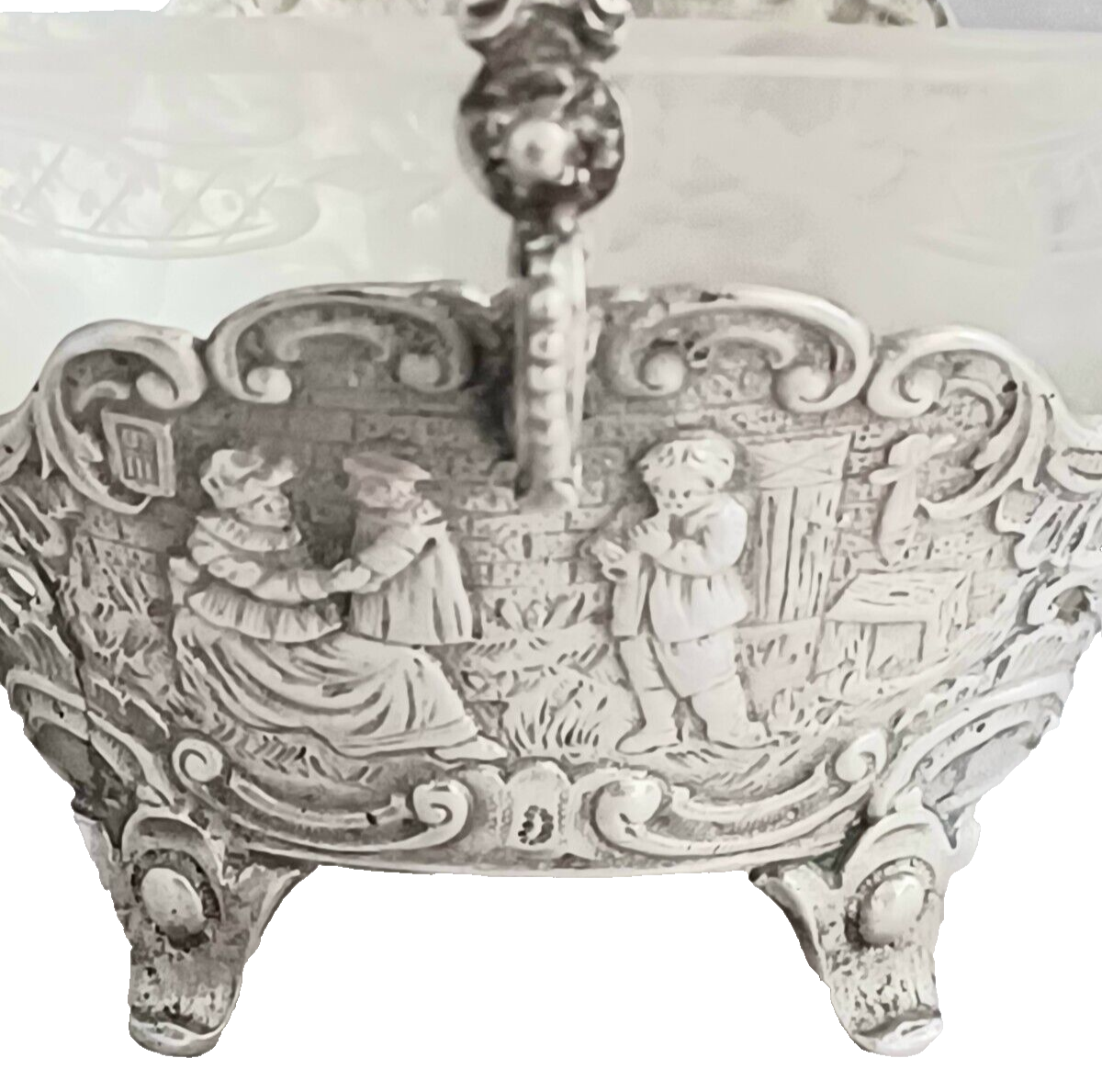 Vereinigte Silberwarenfabrik Hanau Figural Crystal Sterling Candy/Nut Basket(s)