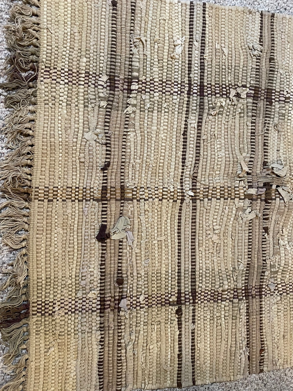 Pottery Barn 100% Cotton 3 Foot x 5 Foot Brown & Beige Plaid Rag Rug