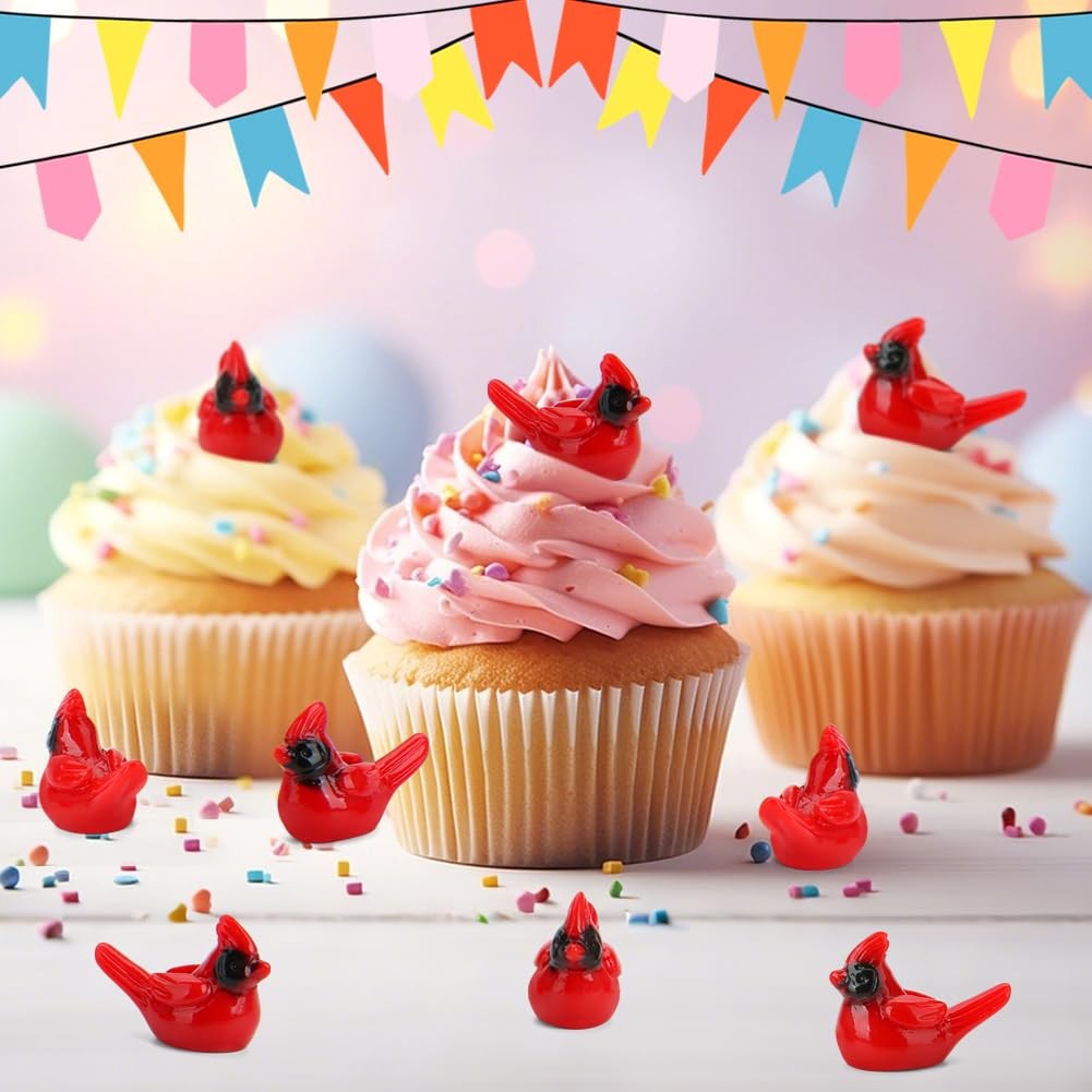 60 Pcs Mini Resin Red Cardinal Bird Tiny Animals Figurines to Hide Miniature ...