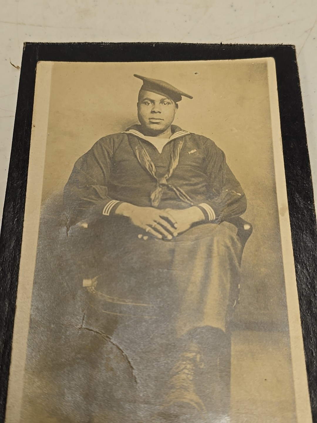 Antique WW1 US Navy African American Sailor Framed Photograph