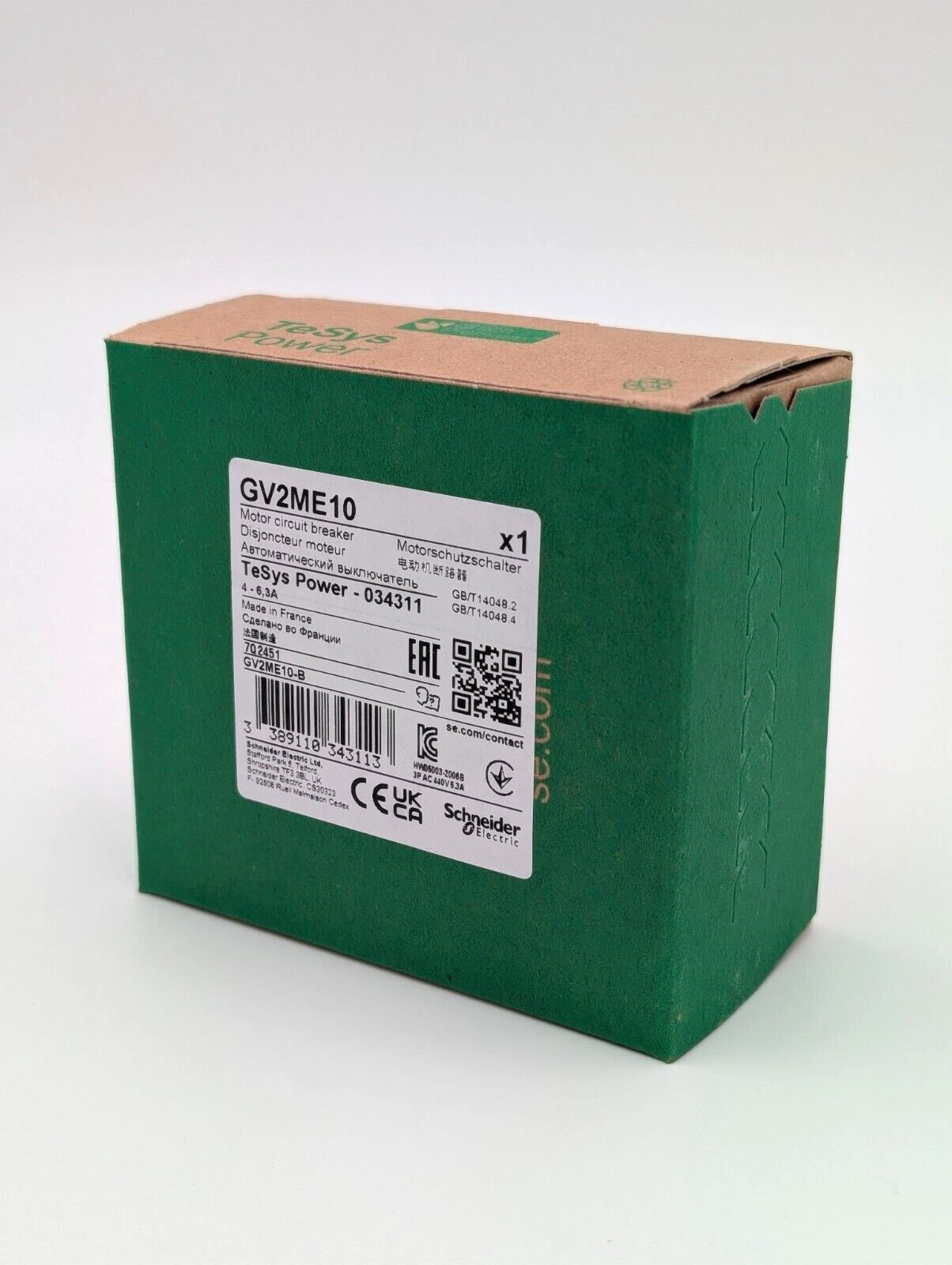 Schneider Electric GV2ME10 Manual Motor Circuit Breaker 3P 4 to 6.3A USA STOCK