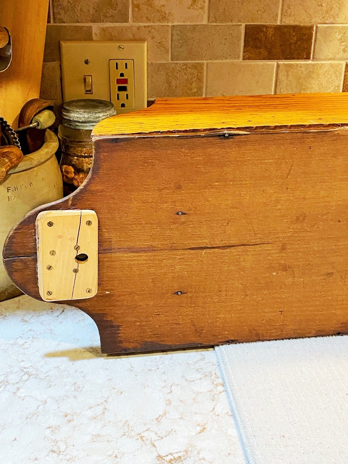 Antique OAK Wood Apothecary Spice Cabinet Primitive 11 Labeled Drawers 24" x 10"