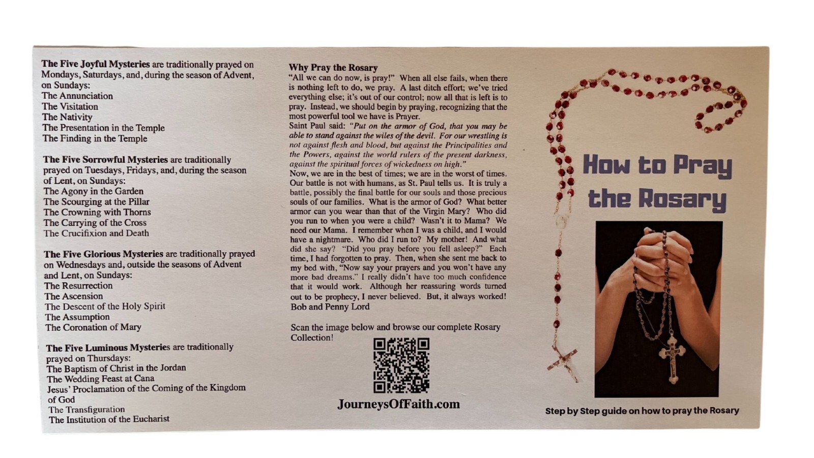 How to Pray the Rosary Prayer Card 5 Pack