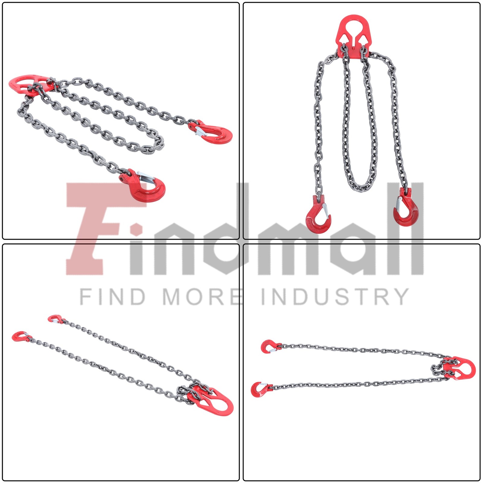 3/8" x10ft Chain Sling G80 7100lbs Lifting Chains with Adjuster Hooks 2 Legs Red