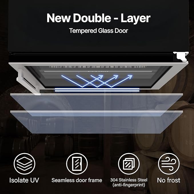 Calefort 24" Beverage Cooler Refrigerator 34°-54°F W/Glass Door,Shelves Home/Bar