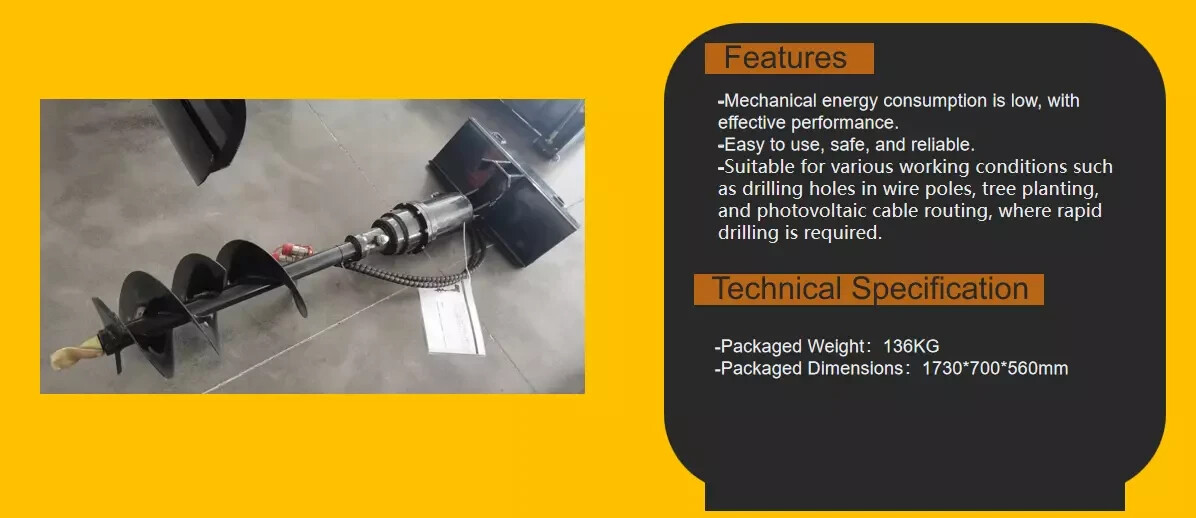 Agrotk M-AG Hydraulic Auger Mini Skid Steer Attachment 12inch for Micro Loader