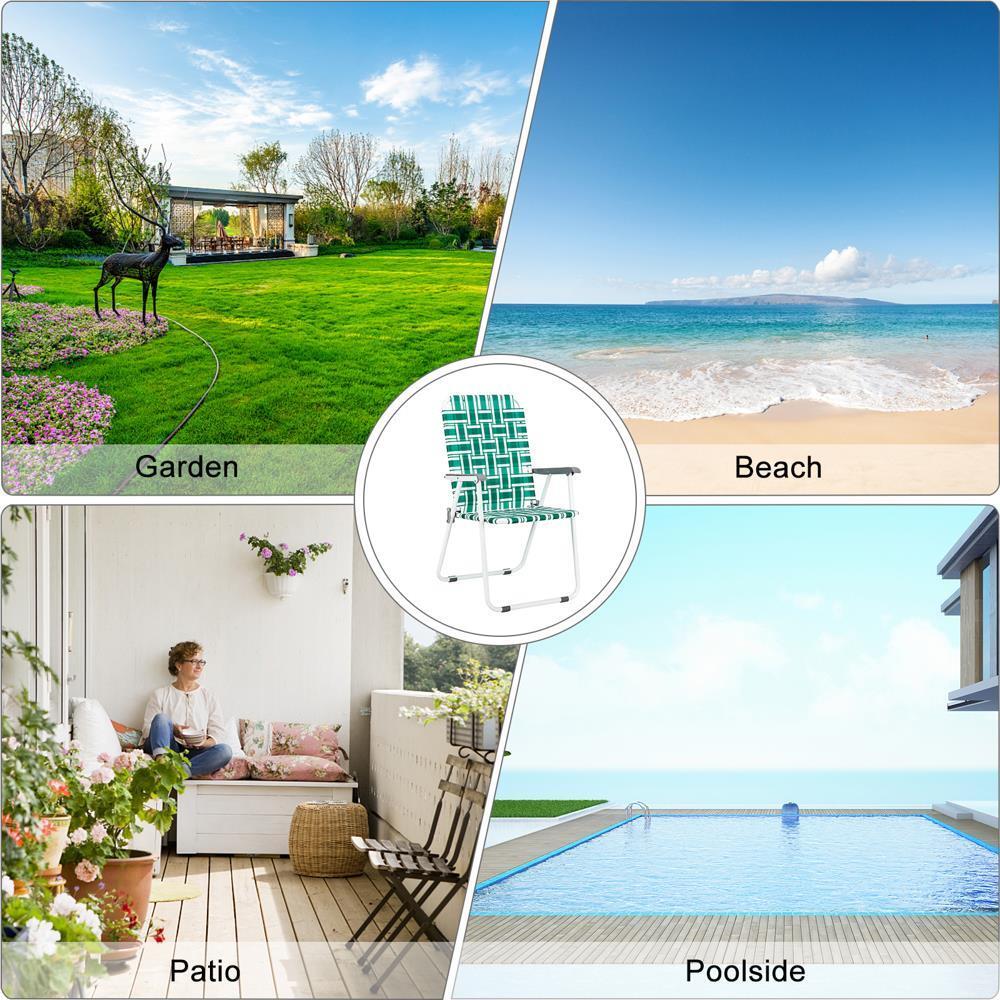 2 Pack Portable Folding Web Chair Beach Chair Outdoor Indoor Webbed Strap
