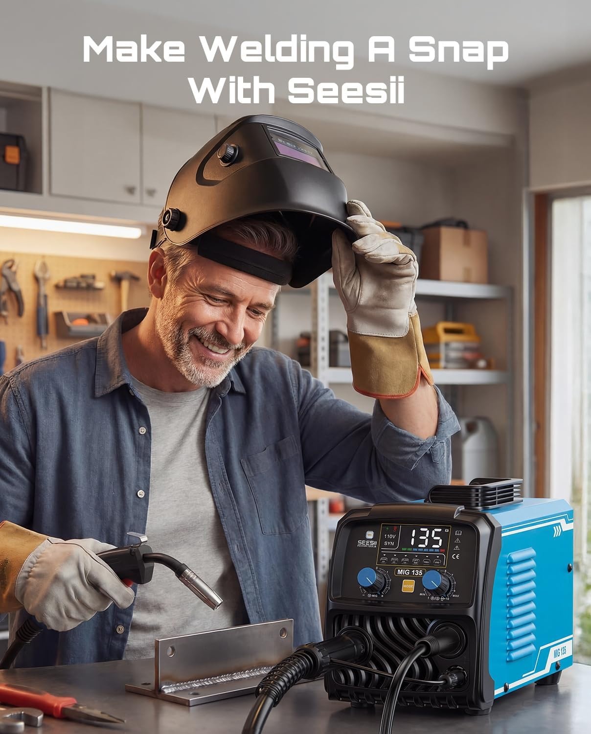 SEESII 135A MIG Welder 110V 3-in-1 Gasless Flux Core/Lift TIG/Stick