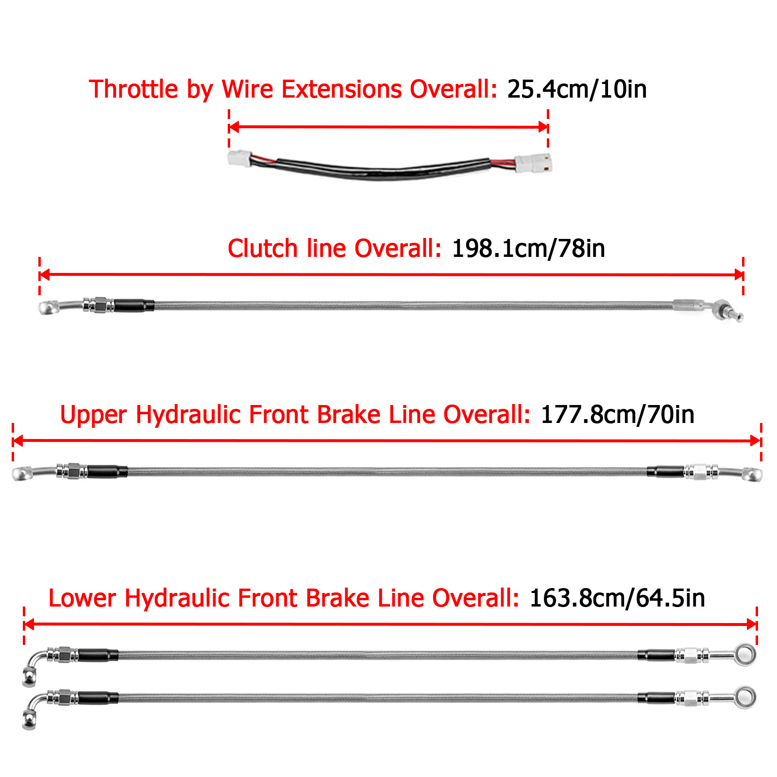 12"-14" Handlebar Brake Clutch TBW Cable for 17-20 For Harley FLTR FLHR FLHX ABS