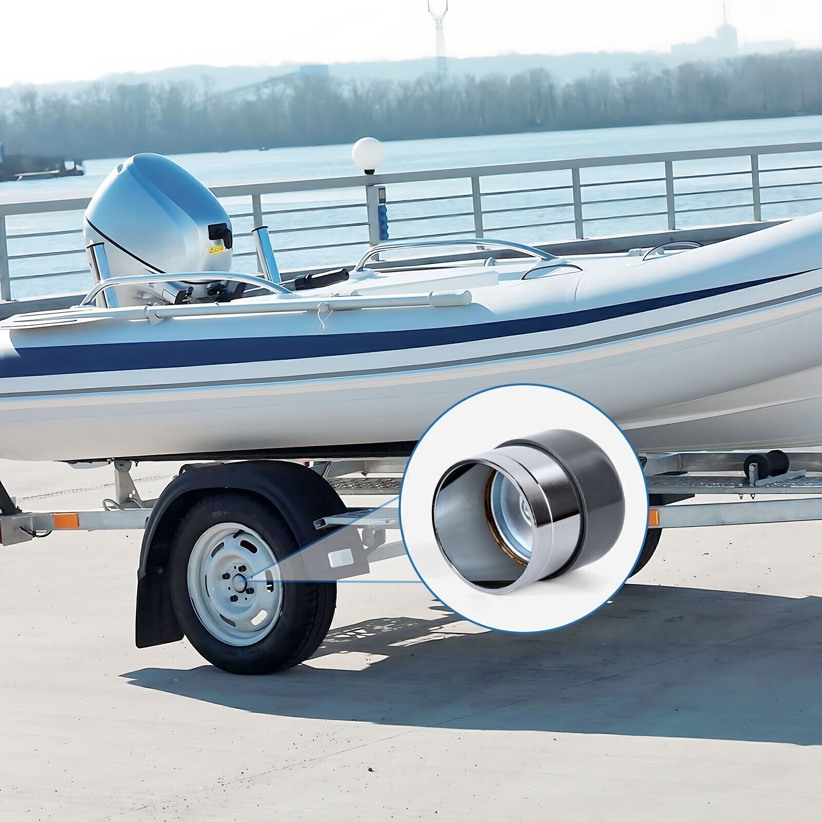 2 PCS Wheel Bearing Buddy 1.98 Inch Bearing Protectors Chrome For Trailer Boat
