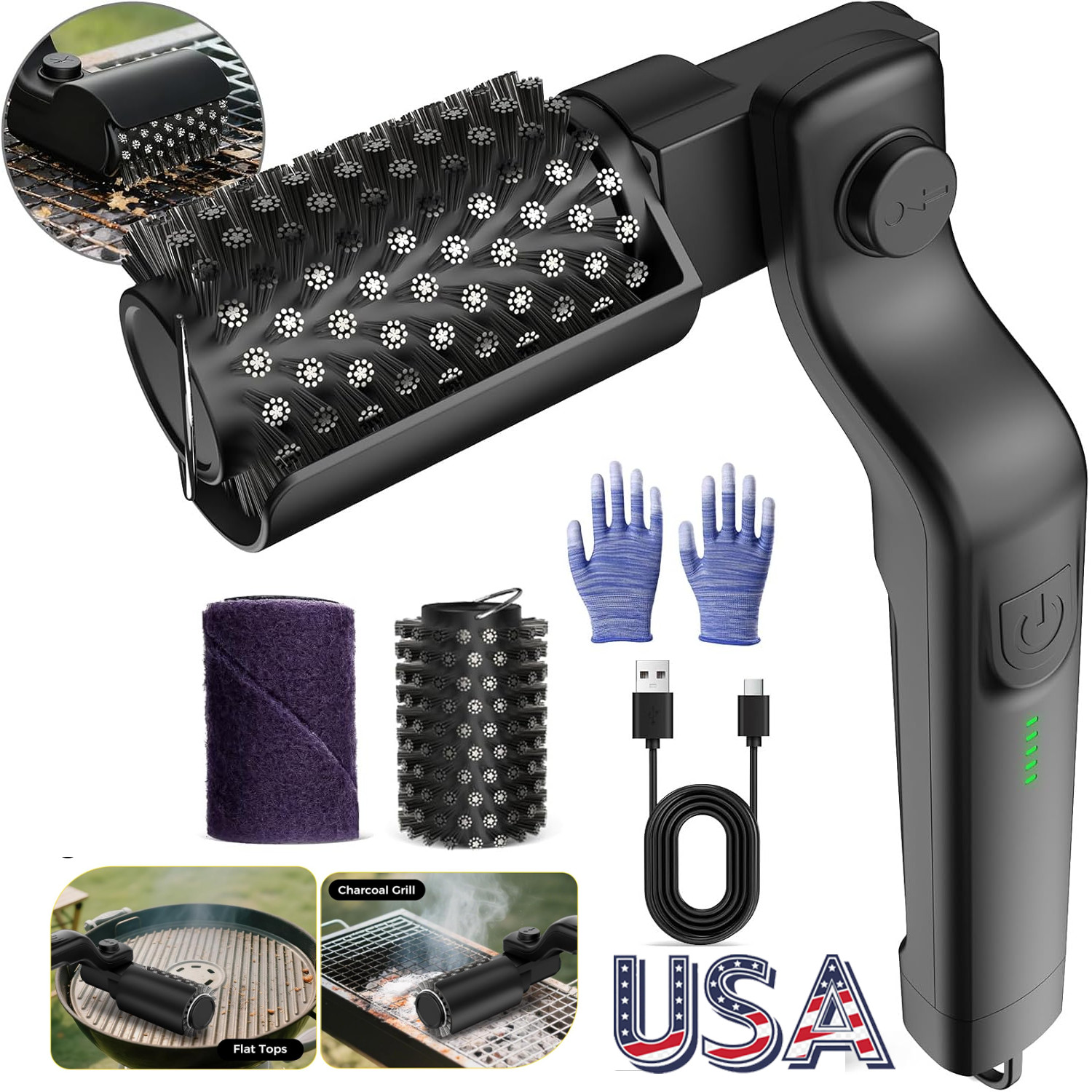 Electric BBQ Grill Brush - 2600mAh Rechargeable Cleaning Brush Wireless Cleaner.