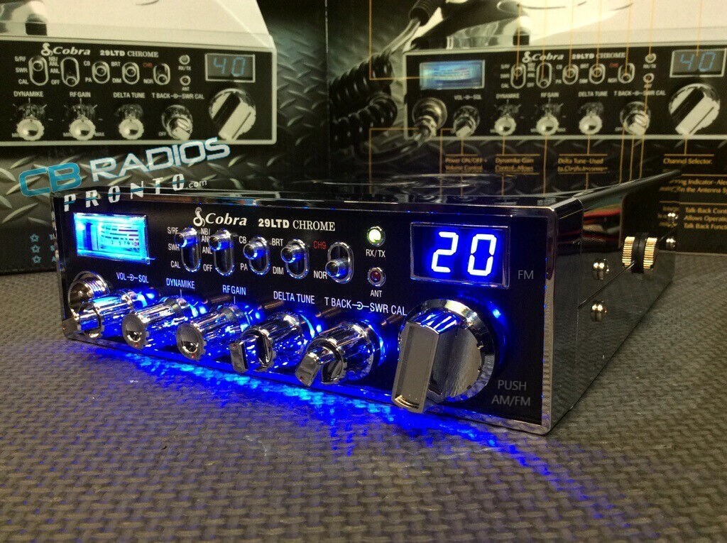 Cobra 29 LTD Chrome AM/FM CB Radio - BLUE NITRO LED RINGS+PERFORMANCE TUNED+ECHO