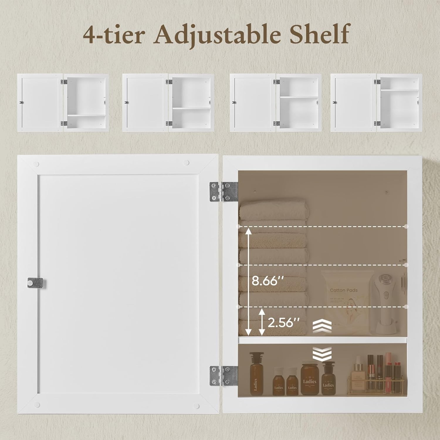 Bathroom Mirror with Storage,Medicine Cabinet with Adjustable Shelf Wall Mounted