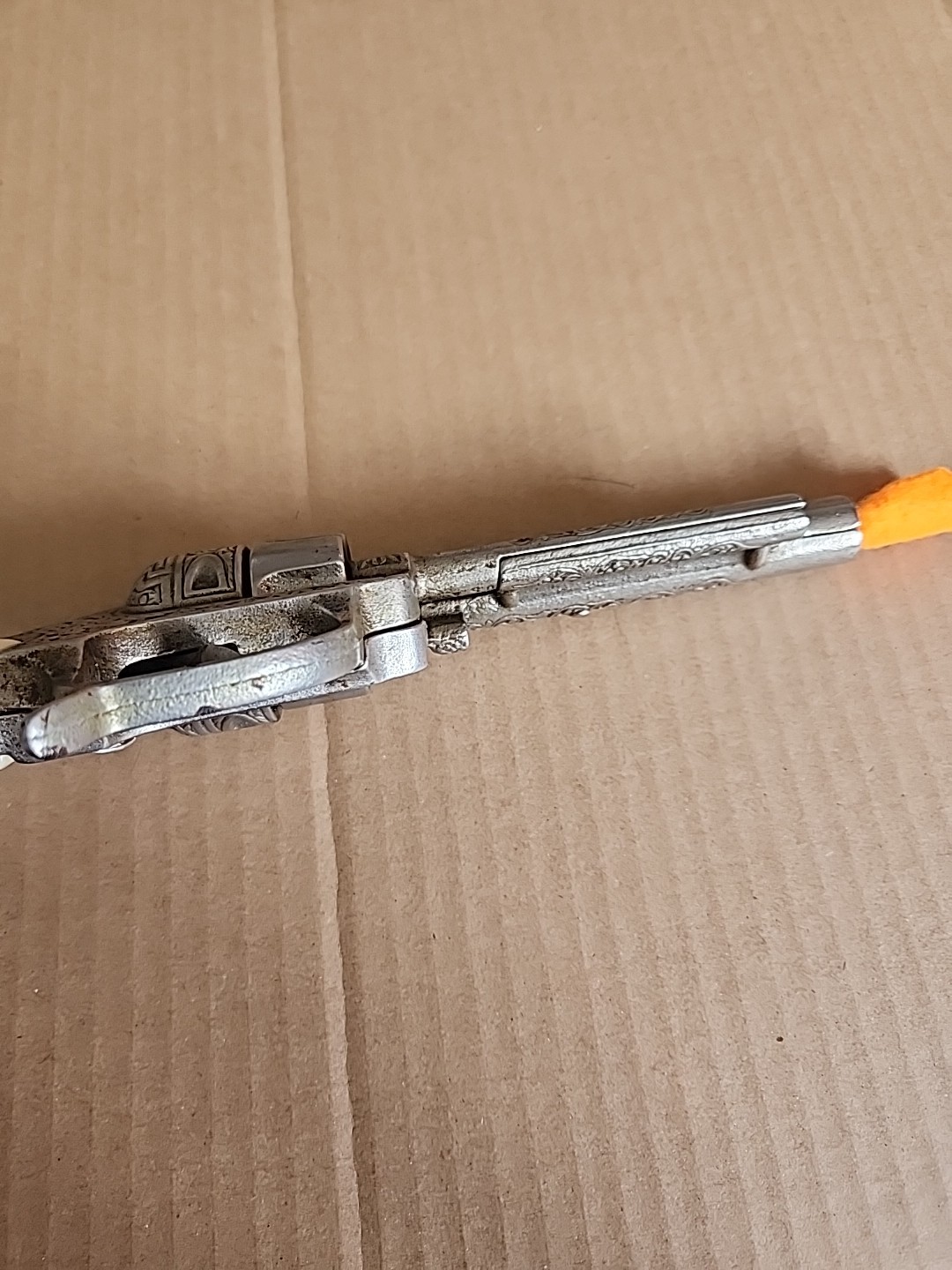 Vintage Hubley Texan 50 Shot Repeating Pistol Cap Replica TOY Gun Longhorn Grip