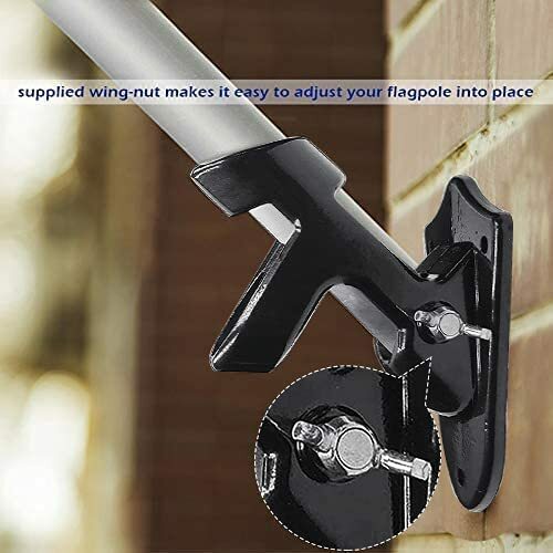 Two-Position Flag Pole Holder Heavy Duty Mounting Bracket with Hard wares Black