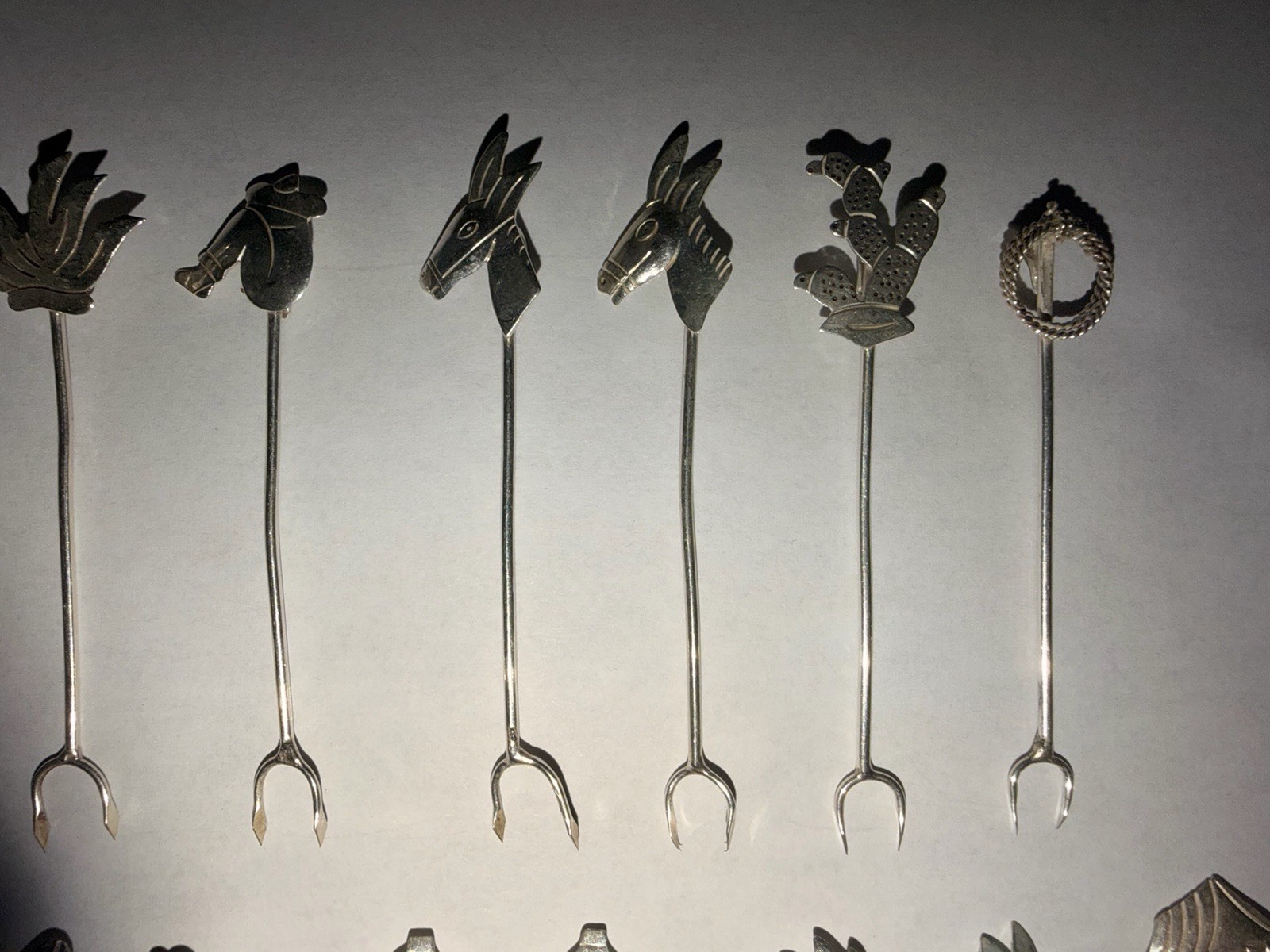 Set/22 Southwest Style Vintage Mexican Sterling Silver .925 CP Appetizer Picks