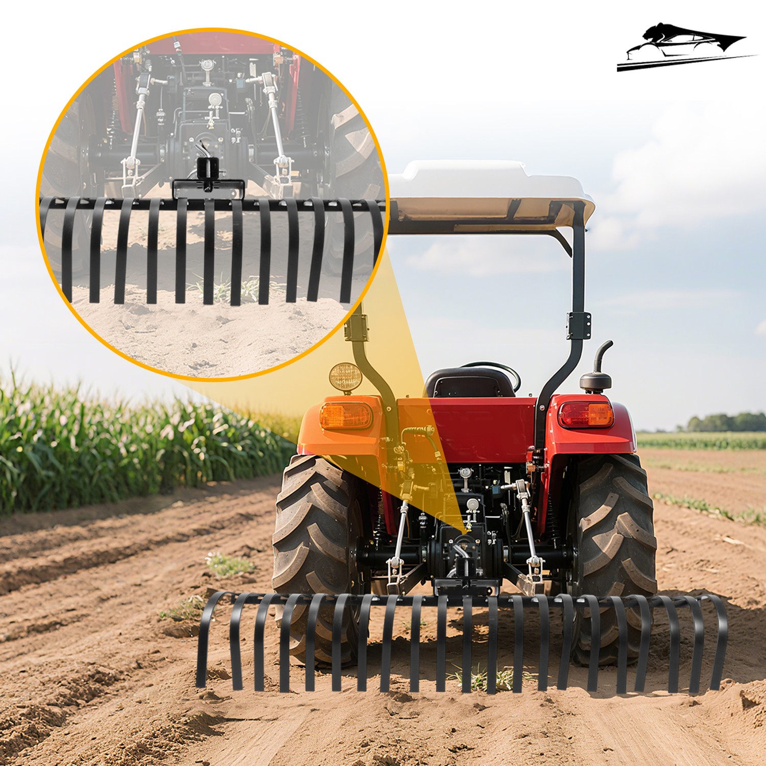 3 Pt Rock Rake 60'' Landscape Soil Gravel Lawn for Cat 1 Campact Tractor Heavy