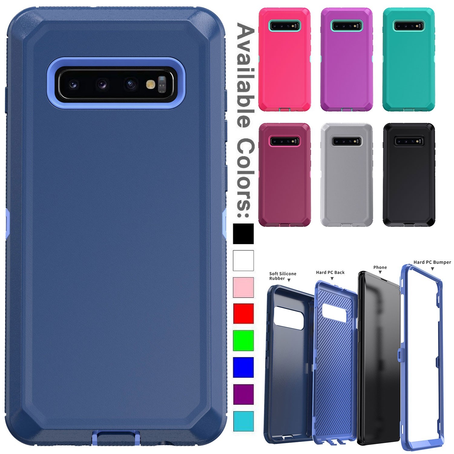 For Samsung Galaxy S10 Plus/S10e/S10 Heavy Duty Phone Case Shockproof Hard Cover