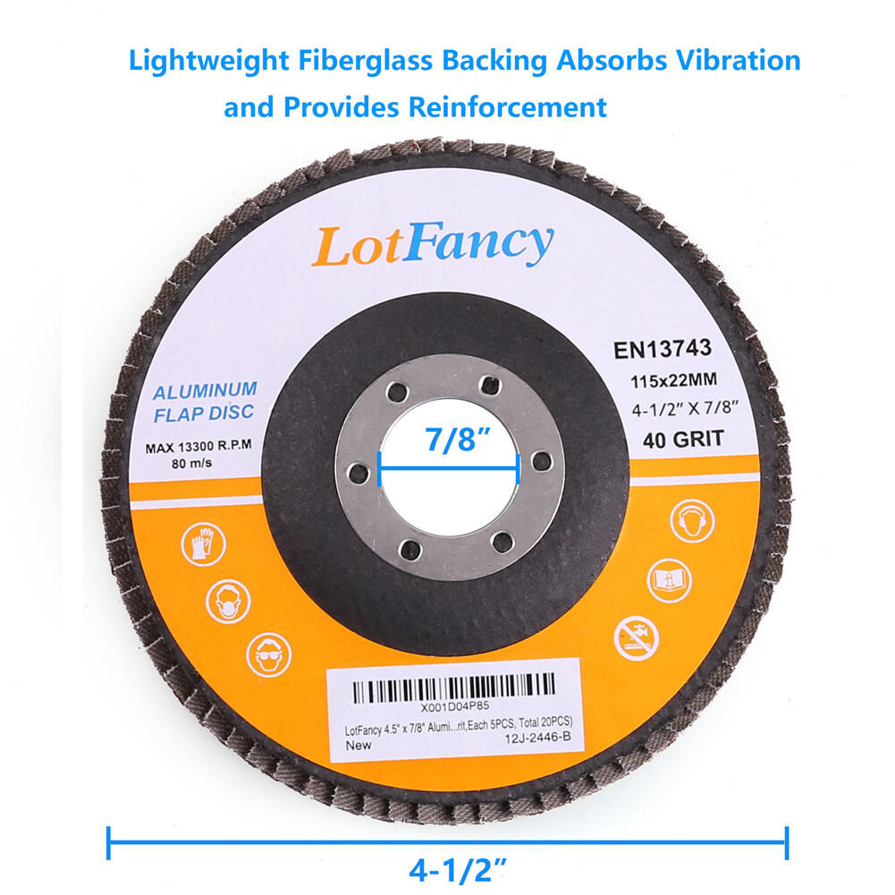 4.5" 4-1/2 Flap Disc 40 60 80 120 Grit Angle Grinder Sanding Grinding Wheels