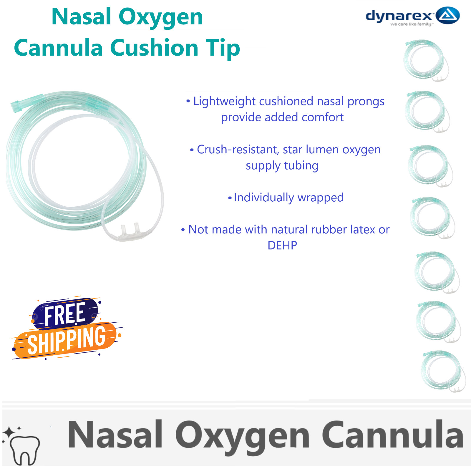 10/Pack - 4 FT Adult Cushion Tip Soft Nasal Oxygen Cannulas Standart Canula
