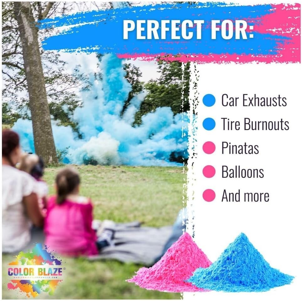 Color Blaze Baby Gender Reveal - 5lb Pink & 5lb Blue - Color Powder Combo Pack