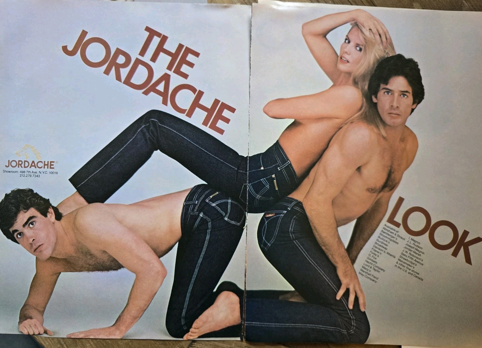 1980 Womens Mens Jordache Blue Jeans Two Page vintage Original ad