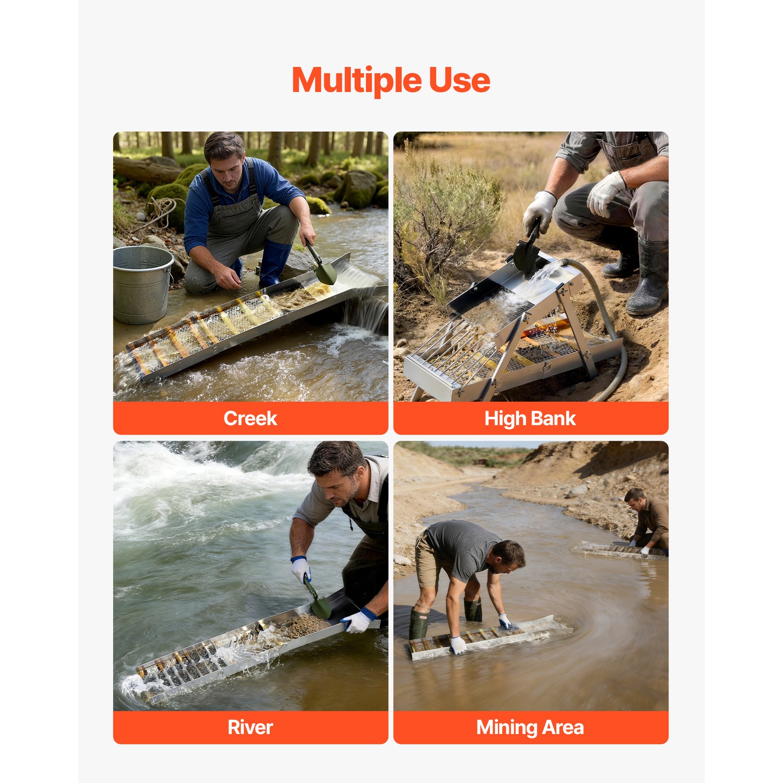 Uimoso 2-in-1 Highbanker Sluice Box 50-Inch Gold Mining Tool