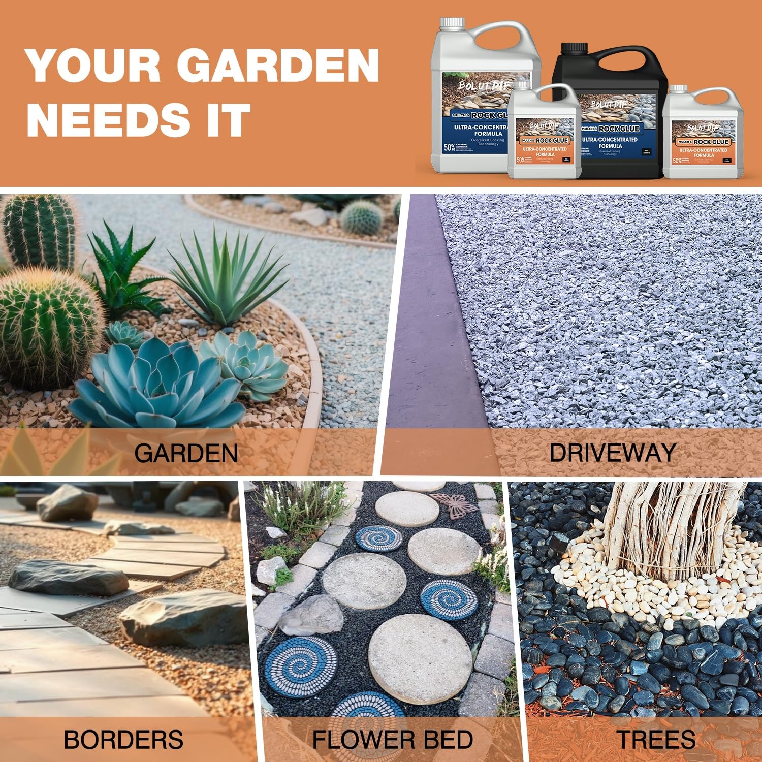 34 OZ Mulch Glue for Landscaping, Rock Glue for Landscaping and Stabilizing M...