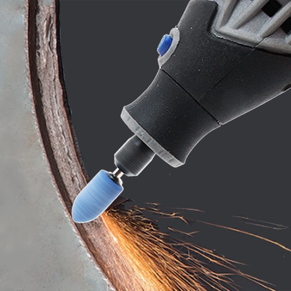 AUTOTOOLHOME 1/8" Shank Abrasive Mounted Stone Grinding Bits Sanding Blue