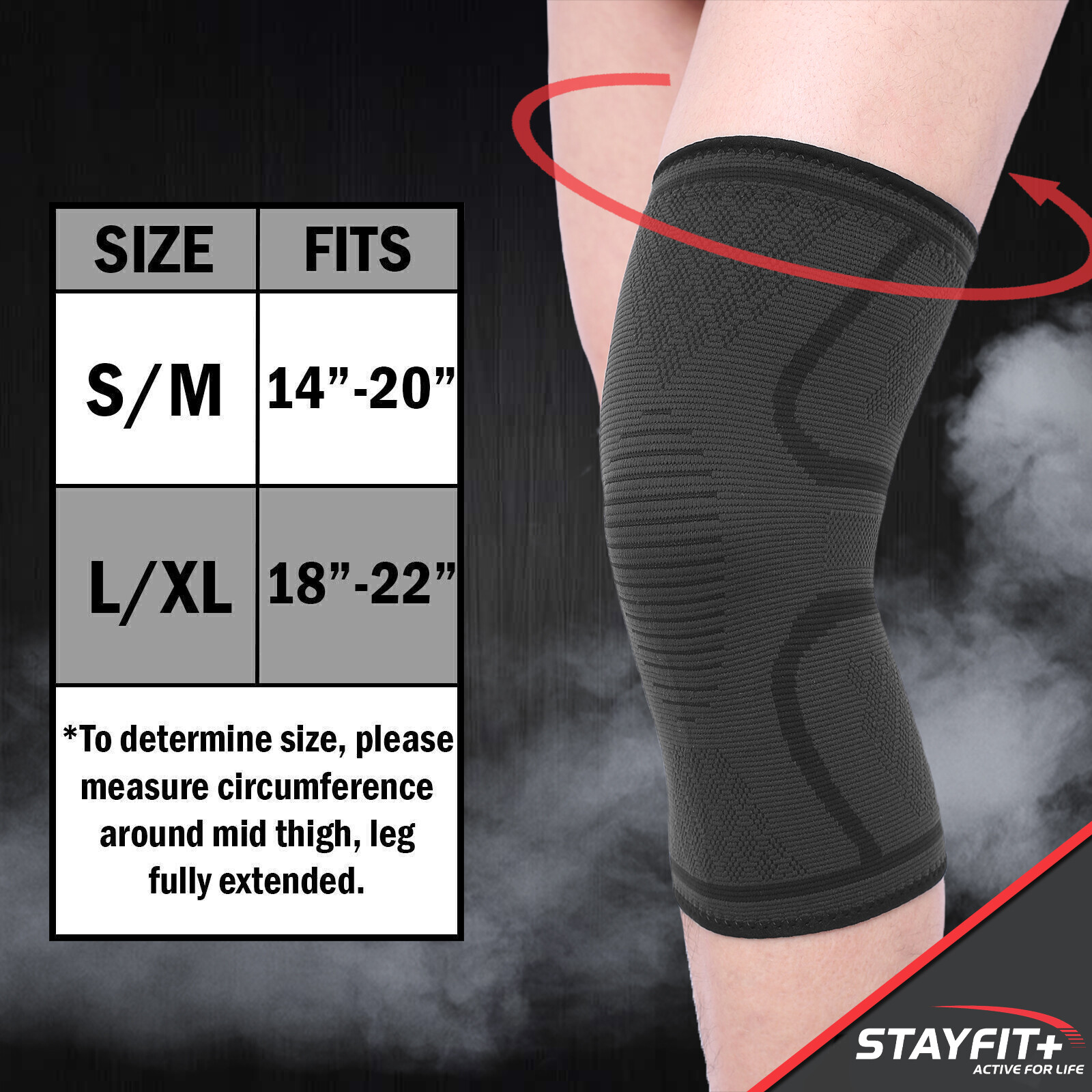Woven Knee Compression Sleeve Brace Fitness Weight Lifting Support Pain Relief