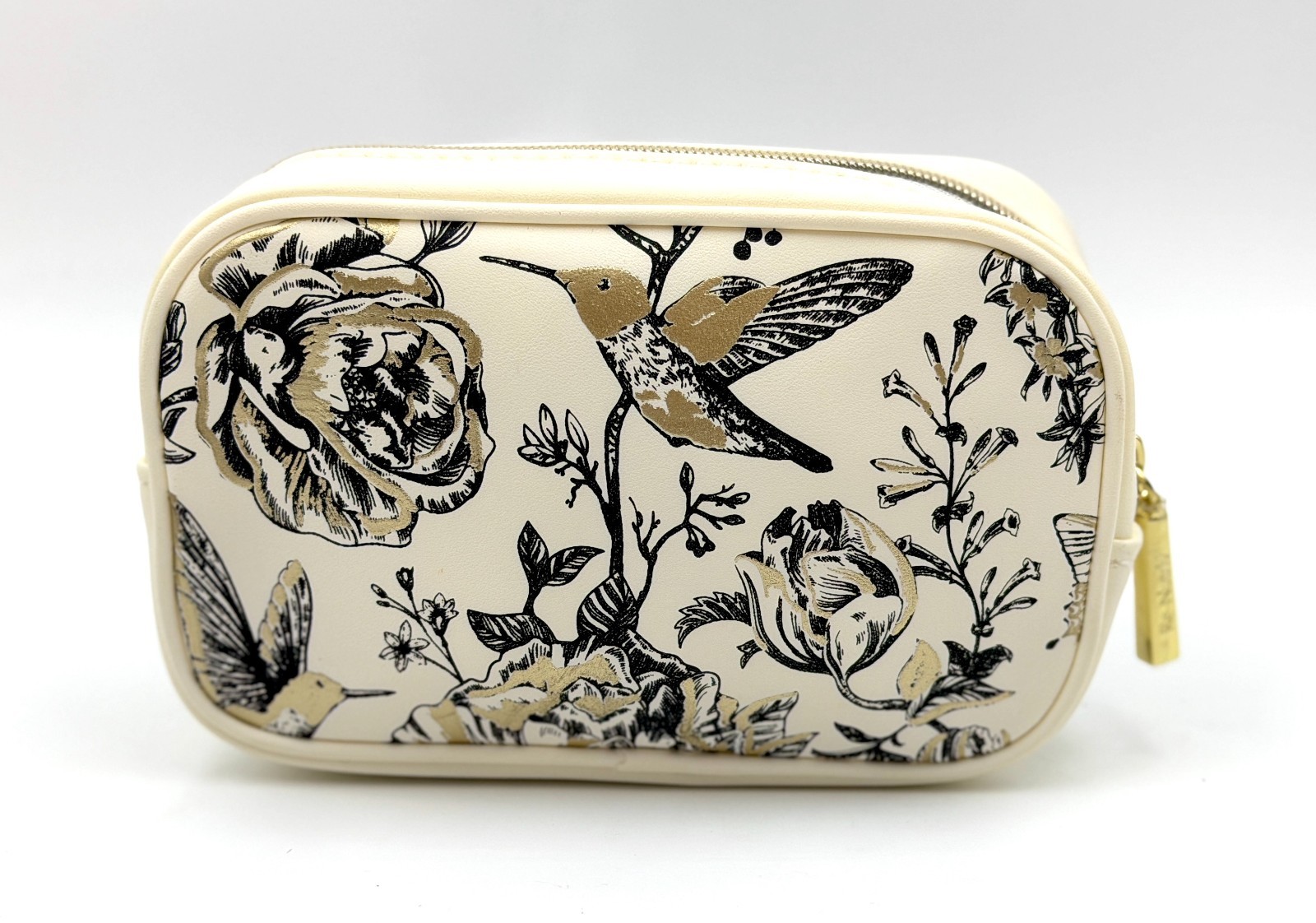 Estee Lauder Faux Leather Flower & Bird Print Makeup Bag with Zipper