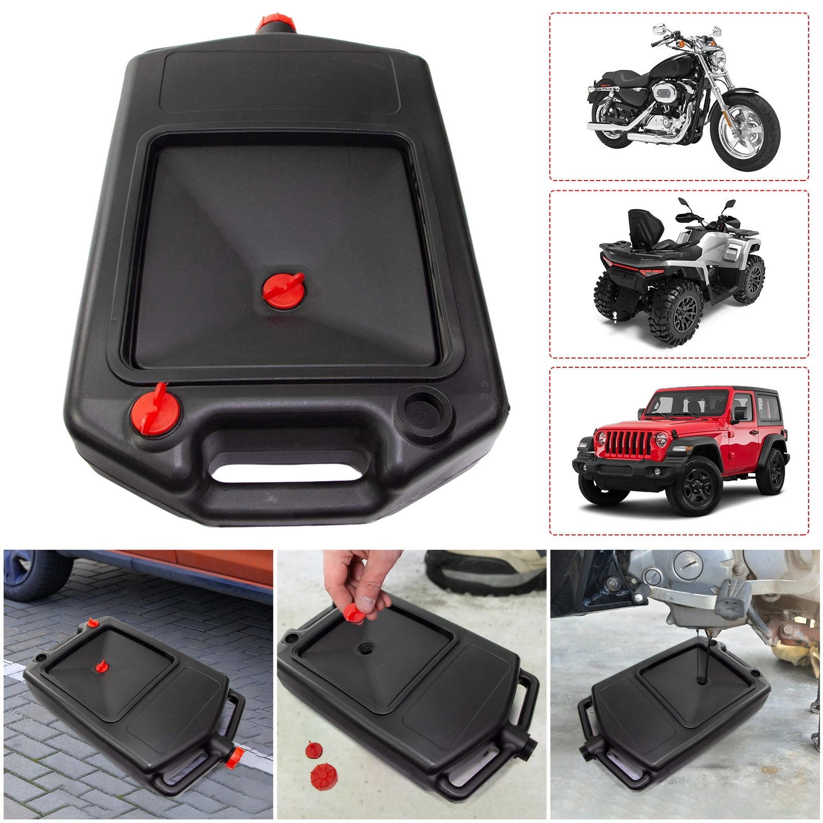 8.5 Quart (8 Liter) Oil Drain Pan Portable Low Profile Surface Oil Change Waste