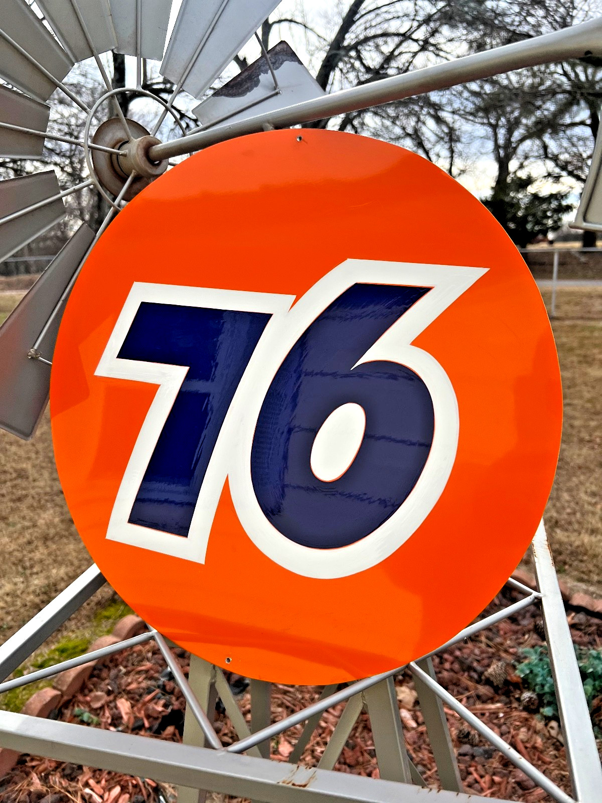 16" Round HAND PAINTED SIGN Union 76 Ball Gas Oil Station Shop Garage Art