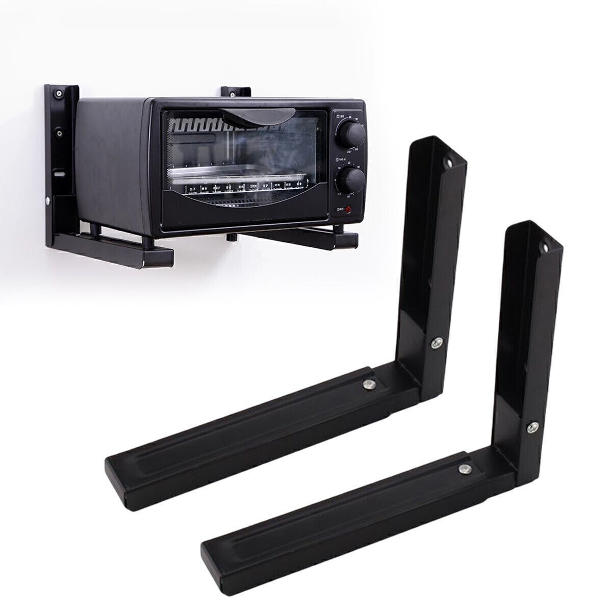 2x Adjustable Microwave Brackets Wall Mount Heavy Duty Shelf Carbon Steel Cradle