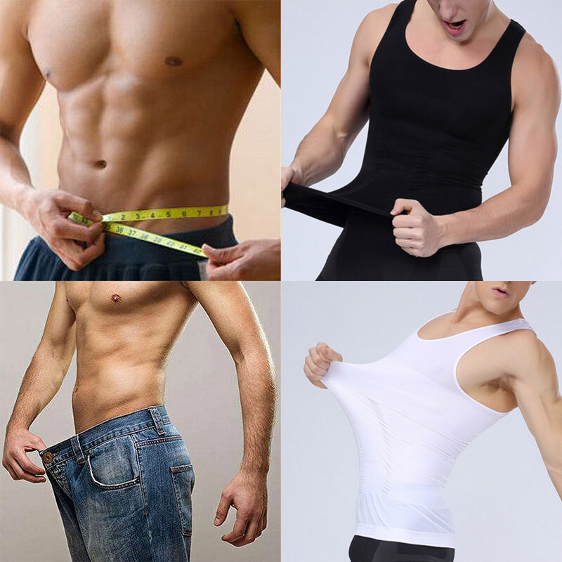 Mens Body Shaper Slimming Shirt Compression Vest Elastic Slim Shapewear Tank Top