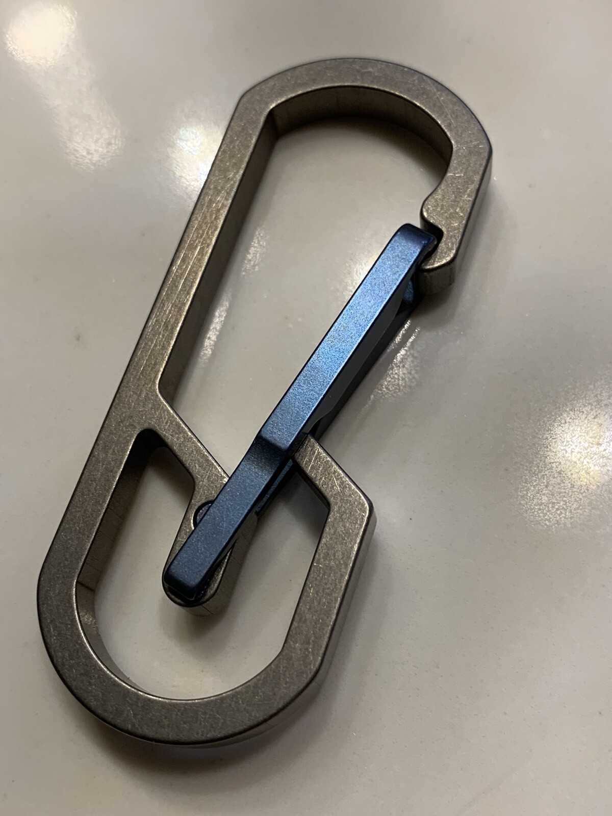 Titanium Carabiner Snap Spring Hook Clip, EDC Keychain, Key Ring, Blue Anodized