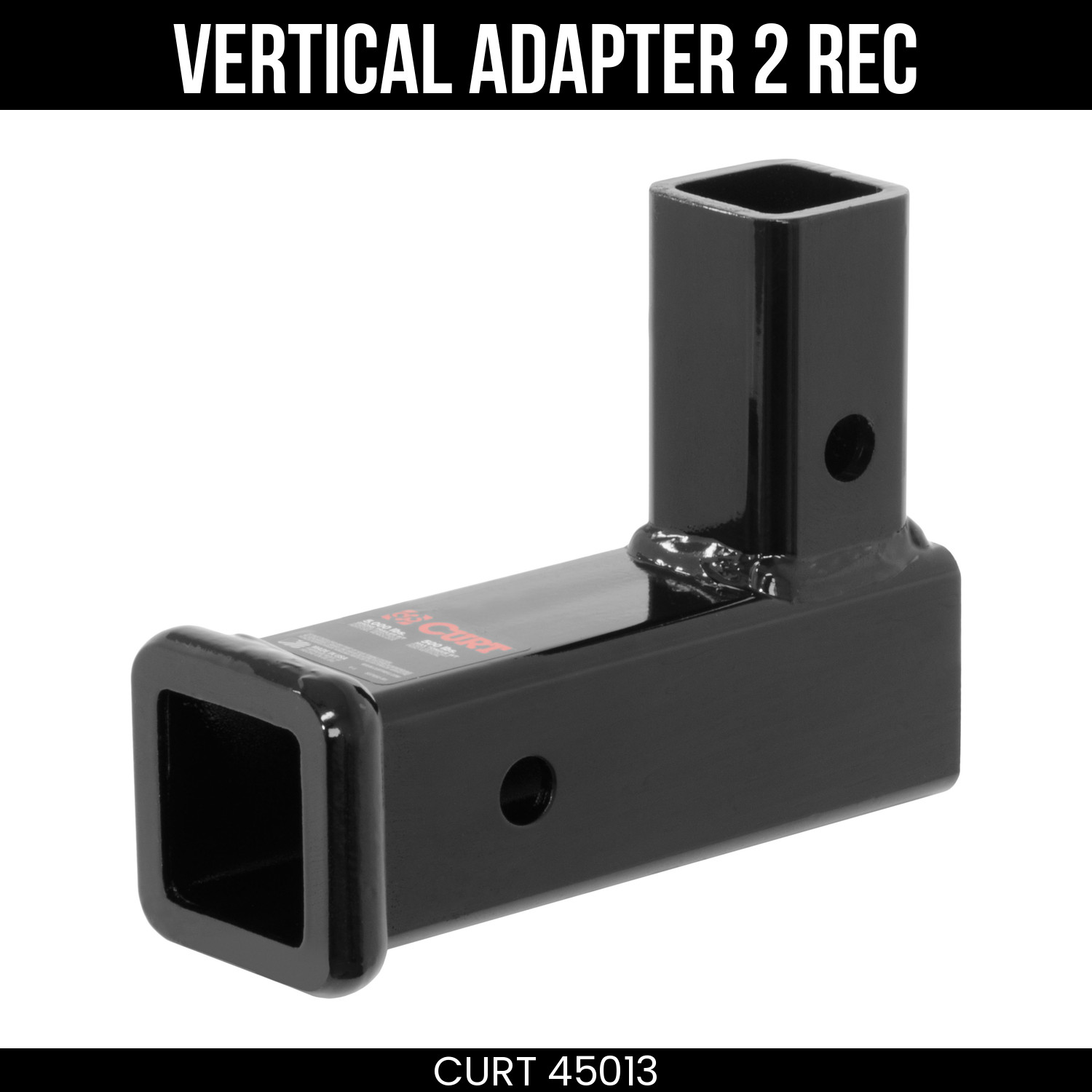 CURT Vertical Hitch Adapter, 2 Inch Receiver, 5K lbs, 2-7/16 Inch Rise, Durable