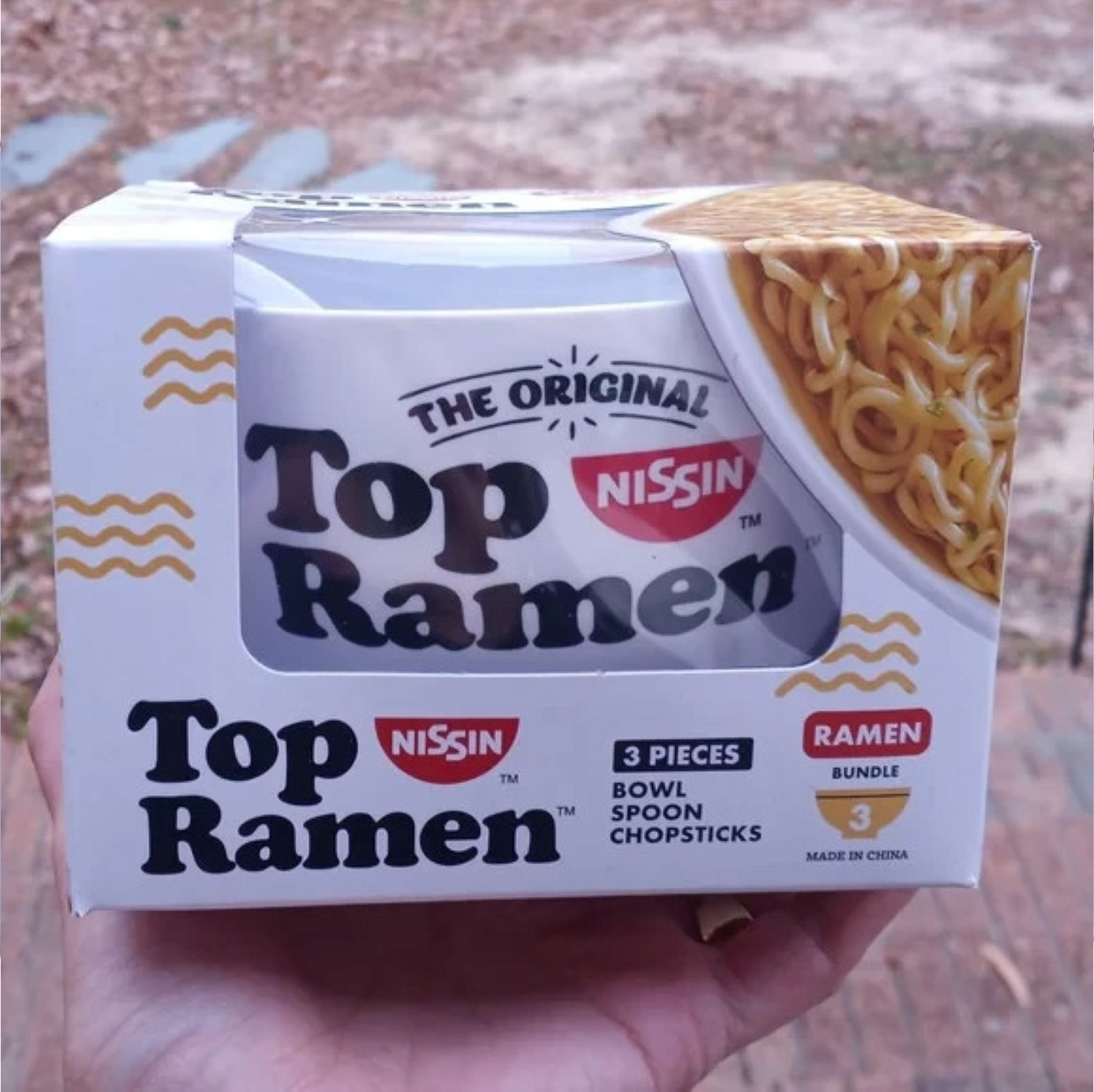 The Original Nissin Top Ramen 3pc Bundle Include Plastic Bowl Chopsticks & Spoon
