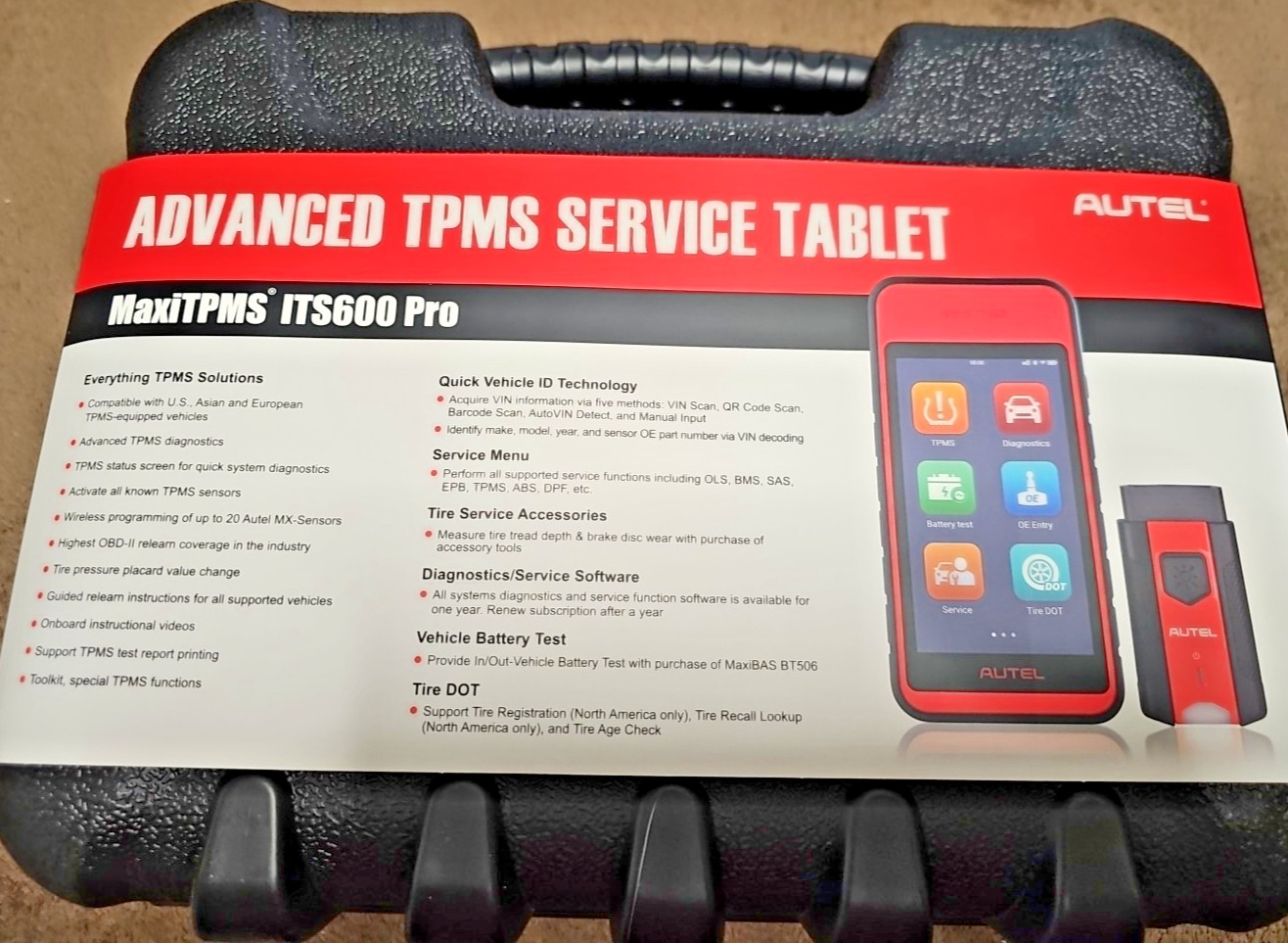 Autel MaxiTPMS ITS600Pro  TPMS tablet w/All Systems Bluetooth, Brand New W/case!