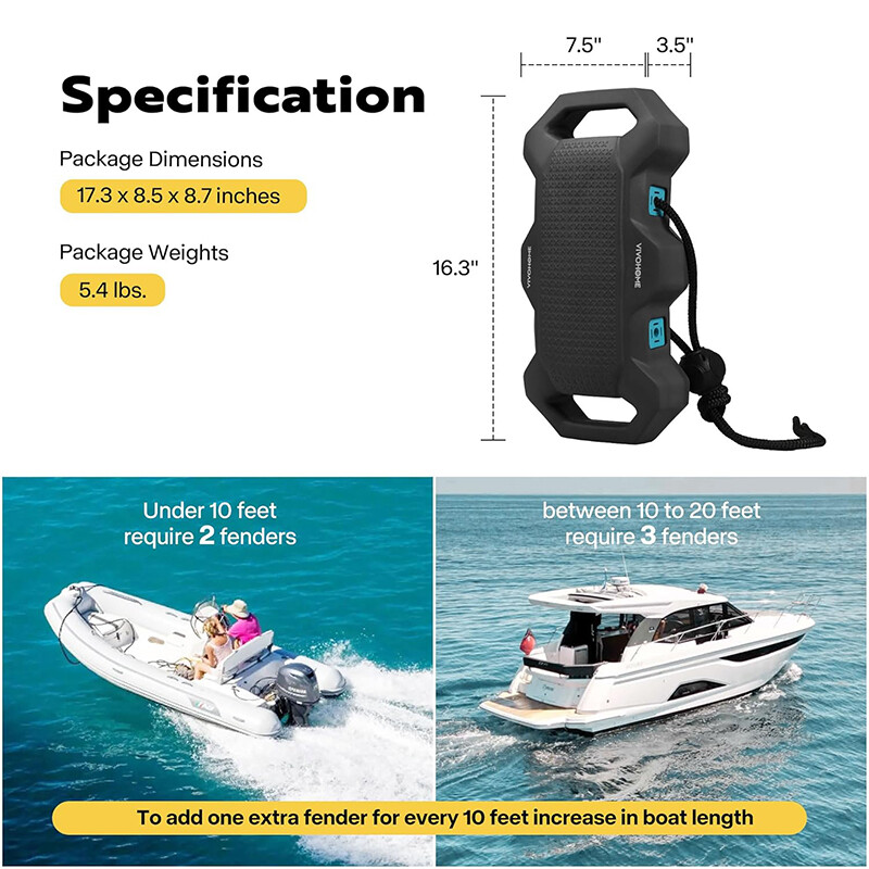 4 Pack EVA Boat Fenders Boat Bumpers for Docking Upgraded w/ Nylon Rope & Lock