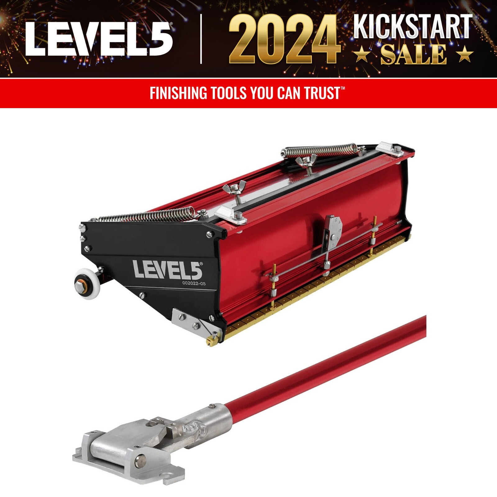LEVEL5 Drywall Tool 12" Flat Box w/ 42" Standard Handle | 4-566
