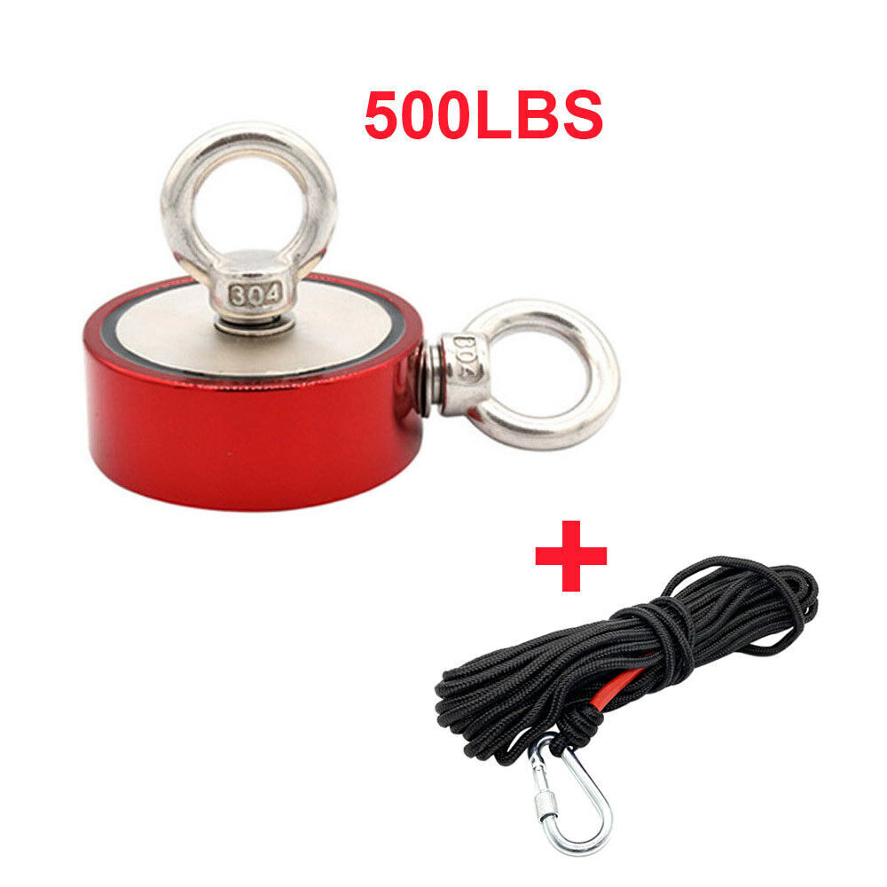Fishing Magnet Kit Up To 2000lbs Pull Force Super Strong Neodymium +33ft Rope