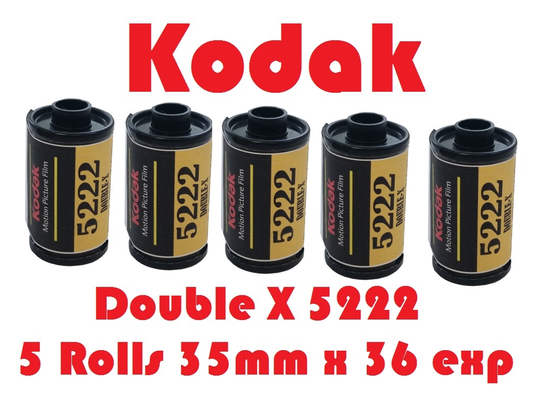 Kodak EASTMAN 5222 DOUBLE-X Five Pack Black & White 35mm x 36 Exp Film Fresh XX