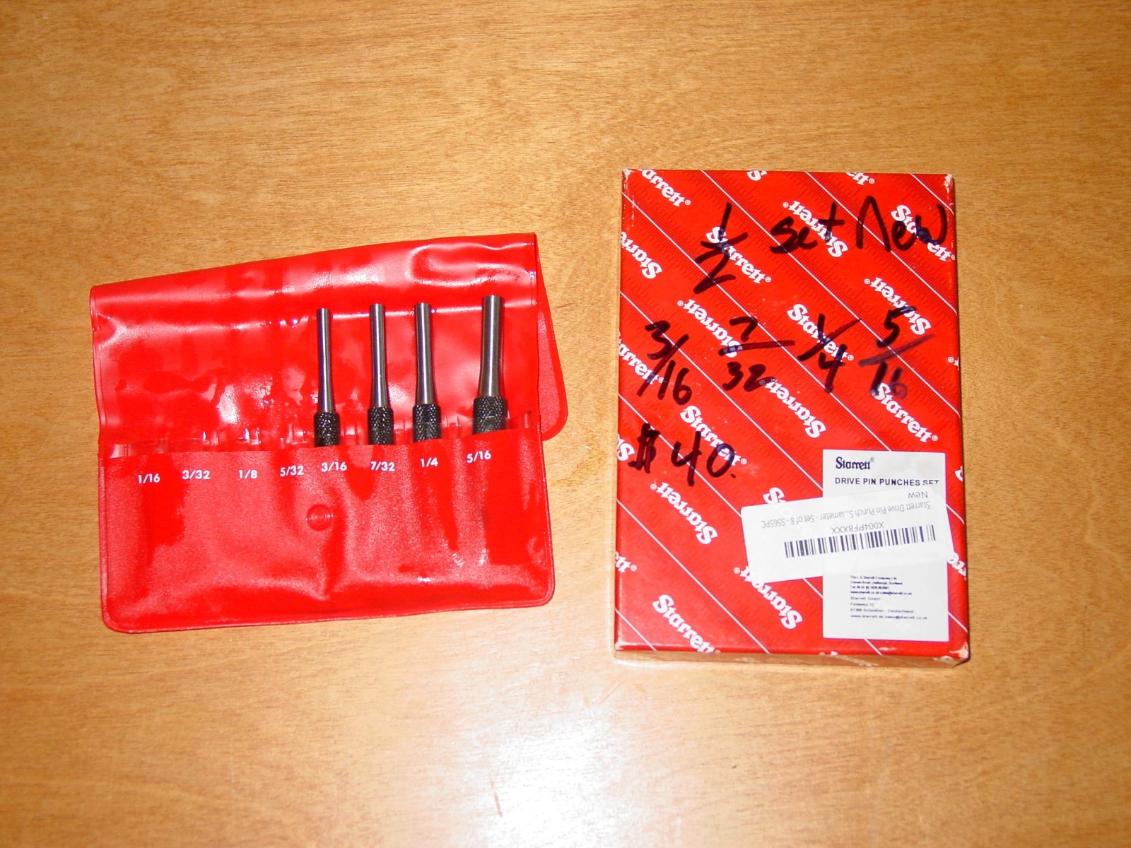 Starrett S565 Partial Drive Pin Punch Set New 3/16 7/32 1/4 5/16