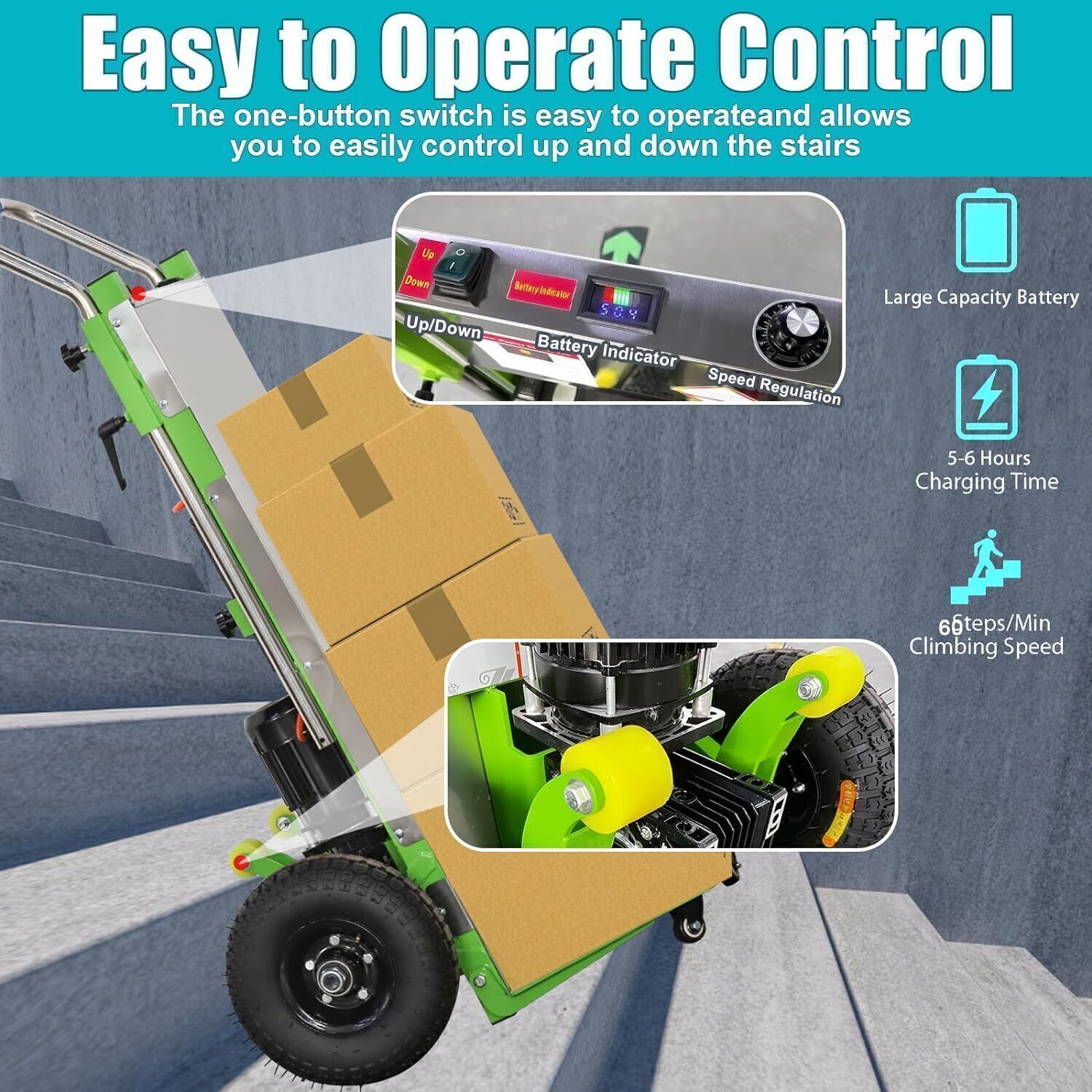 Electric Stair Climbing Hand Trucks Dolly Cart for Moving 880lb Max Capacity US